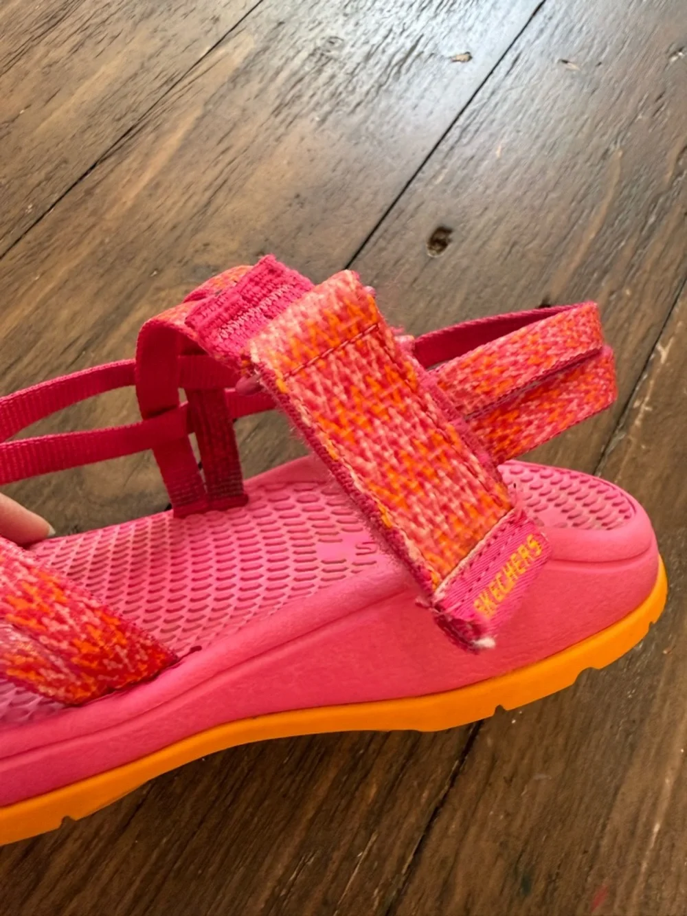 Skechers Girls Pink Sport Strappy Velcro Sandals Size 1 Youth Comfort Outdoor